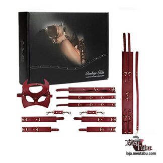 Kit bondage com 7 peças vermelho meutabu