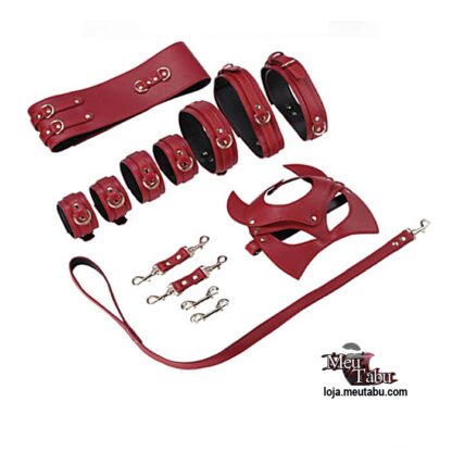 Kit bondage com 7 peças vermelho meutabu