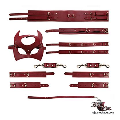 Kit bondage com 7 peças vermelho meutabu