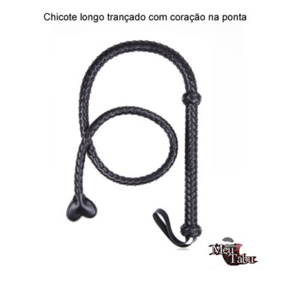 Chicote longo trançado com coração na ponta meutabu