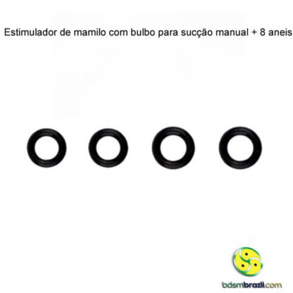 Estimulador de mamilo com bulbo para sucção manual + 8 aneis - Imagem 2