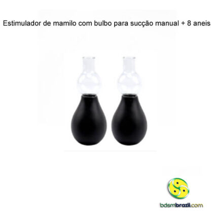 Estimulador de mamilo com bulbo para sucção manual + 8 aneis - Imagem 3