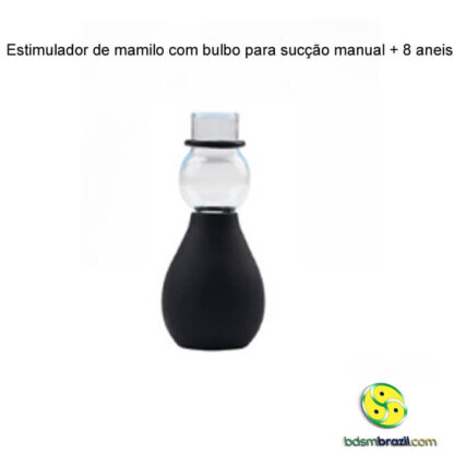 Estimulador de mamilo com bulbo para sucção manual + 8 aneis - Imagem 4