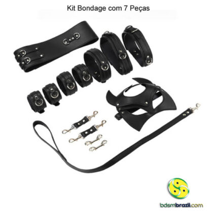 Kit Bondage com 7 Peças - Preto - Imagem 2