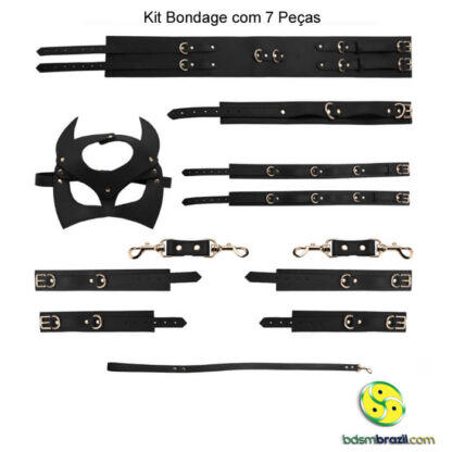 Kit Bondage com 7 Peças - Preto - Imagem 4