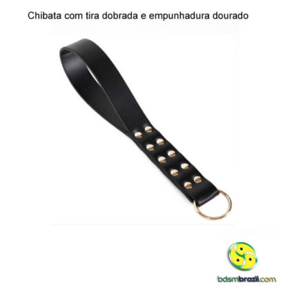 Chibata com tira dobrada e empunhadura dourado - Imagem 2