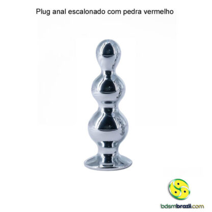 Plug anal escalonado com pedra vermelho - Imagem 2