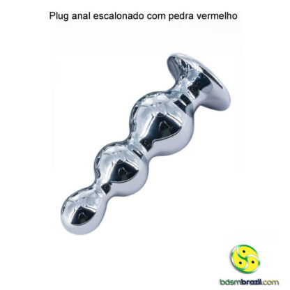Plug anal escalonado com pedra vermelho - Imagem 3