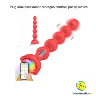 Plug anal escalonado vibração controle por aplicativo