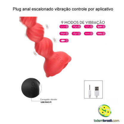 Plug anal escalonado vibração controle por aplicativo - Imagem 4