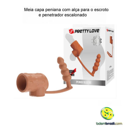 Meia capa peniana com alça para o escroto e penetrador escalonado - Imagem 2