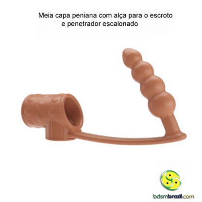 Meia capa peniana com alça para o escroto e penetrador escalonado - Imagem 3