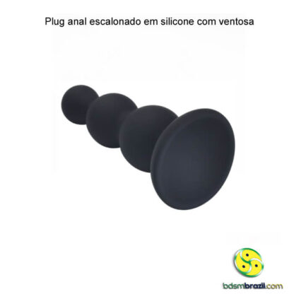 Plug anal escalonado em silicone com ventosa - Imagem 2