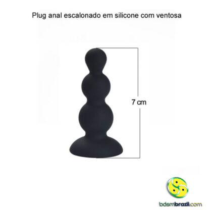 Plug anal escalonado em silicone com ventosa - Imagem 4