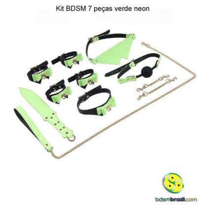 Kit BDSM 7 peças verde neon - Imagem 2