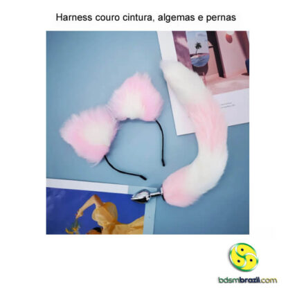 Kit orelhas e rabo rosa branco plug 7 cm * 2,7 cm - Imagem 4