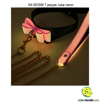 Kit BDSM 7 peças rosa neon - Imagem 3