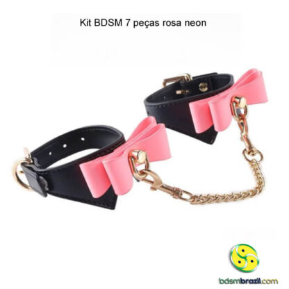 Kit BDSM 7 peças rosa neon - Imagem 4