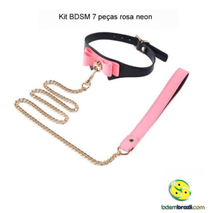 Kit BDSM 7 peças rosa neon - Imagem 7