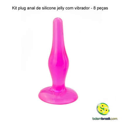 Kit plug anal de silicone jelly com vibrador - 8 peças - Imagem 2