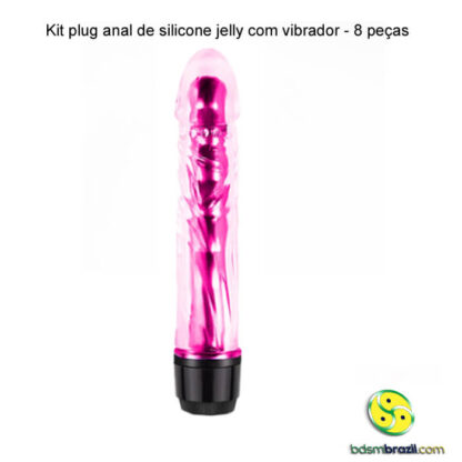 Kit plug anal de silicone jelly com vibrador - 8 peças - Imagem 4