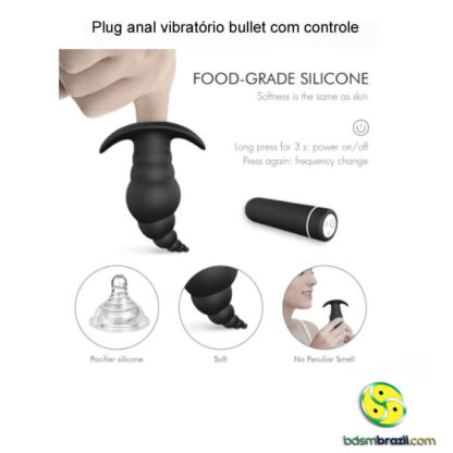 Plug anal vibratório bullet com controle - Imagem 7