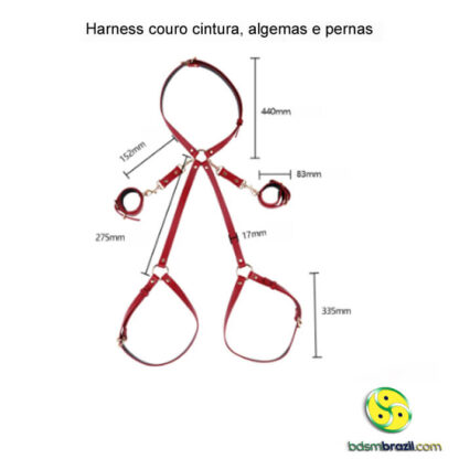 Harness couro cintura, algemas e pernas - Imagem 2