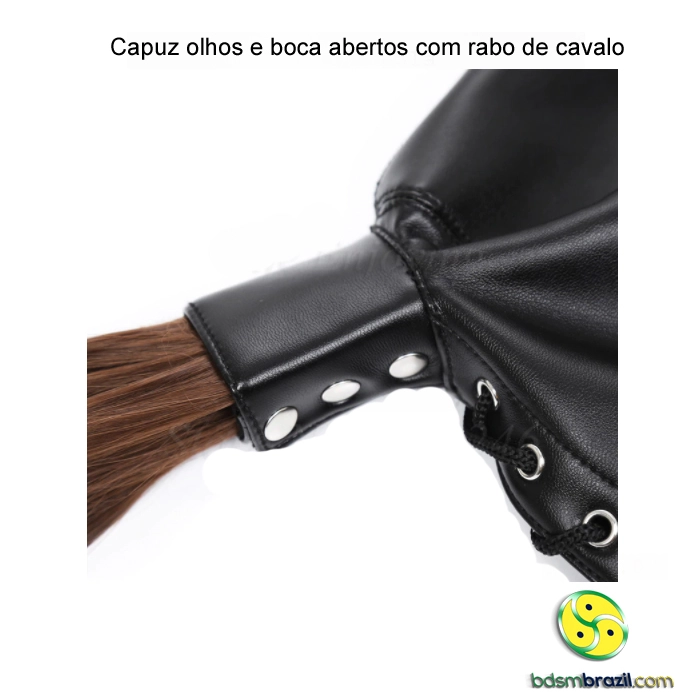 Capuz olhos e boca abertos com rabo de cavalo - Imagem 3
