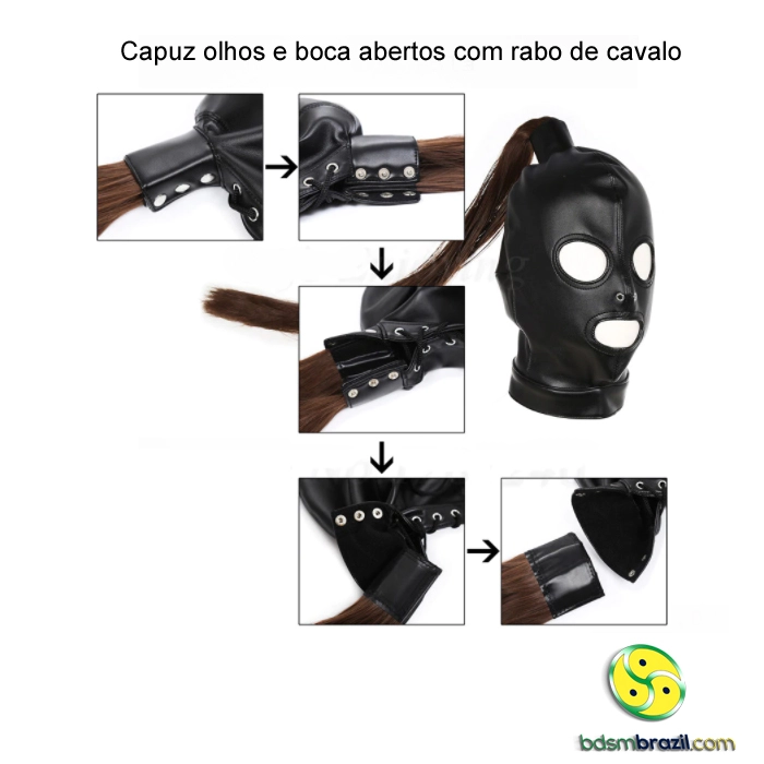 Capuz olhos e boca abertos com rabo de cavalo - Imagem 4